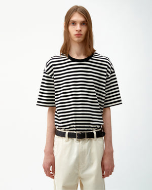 TEXTURED STRIPE T-SHIRT - BLACK/WHITE