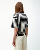 TEXTURED STRIPE T-SHIRT - BLACK/WHITE