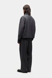 STRIPE WOOL WIDE TROUSER - GREY