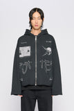 RAW CUT ZIP HOODIE - WASHED BLACK