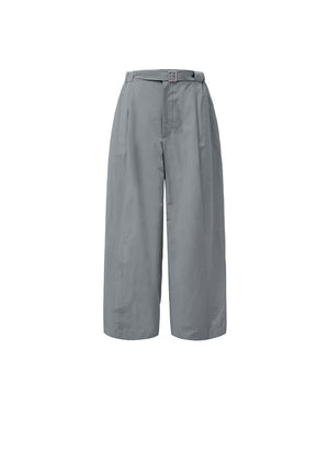 BELTED TUCK BANDING PANTS - GREY