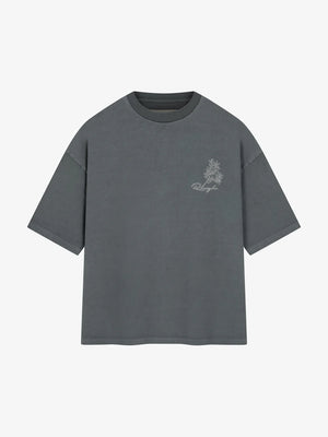 OLIVE STICHED T-SHIRT - WASHED GREY