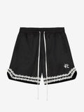 SHORTS WITH KNITTED OLIVES - BLACK