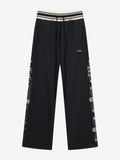 HIGH-RISE CROCHET SWEATPANTS - BLACK