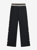 HIGH-RISE CROCHET SWEATPANTS - BLACK