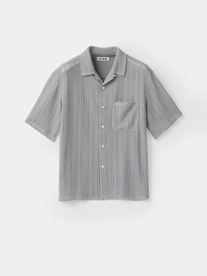 CABLE KNIT SHIRT - LIGHT GREY