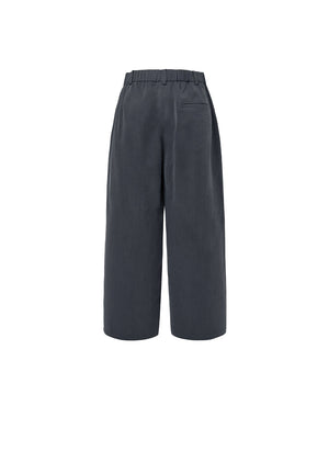 CUPRO TWO TUCK PANTS - CHAROCAL