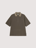 Zipper Polo - Stone Brown & Beige