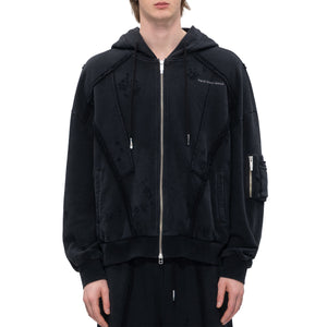 DECONSTRUCTION ZIP HOODIE - BLACK
