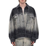 DENIM DECONSTRUCTED WASHED JACKET - BLACK