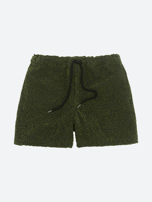 SQUIGGLE TERRY SHORTS - DARK GREEN