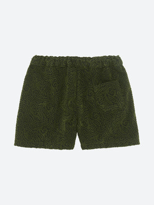 SQUIGGLE TERRY SHORTS - DARK GREEN
