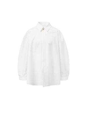 RAGLAN OVERSIZED ZIP-UP SHIRTS - WHITE