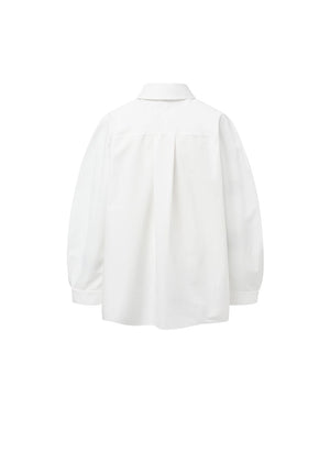 RAGLAN OVERSIZED ZIP-UP SHIRTS - WHITE