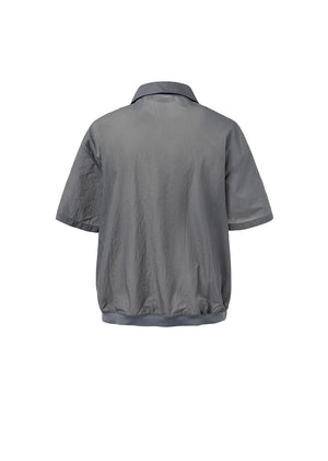 SHEER COLOR BLOCK TOP - DARK GREY