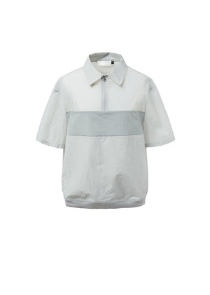 SHEER COLOR BLOCK TOP - LIGHT GREY