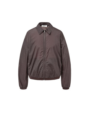 SHEER ZIP-UP SHIRTS - BURGANDY