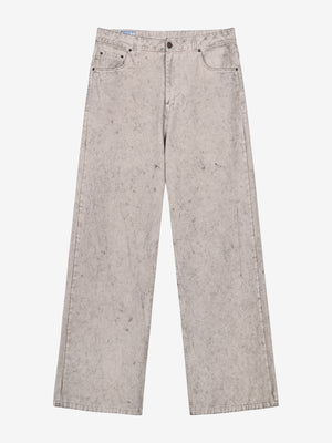 DEBOSSED DENIM PANTS - SAND