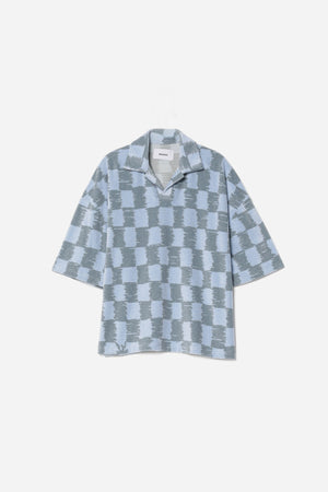 TERRY CLOTH SHORT SLEEVES POLO - STONE BLUE