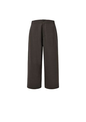 WOOL WIDE PANTS - BROWN