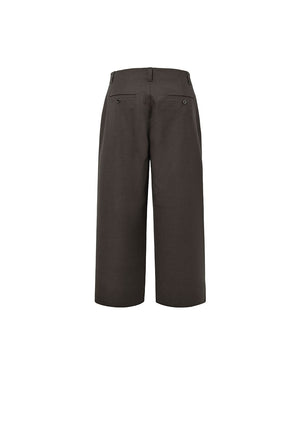WOOL WIDE PANTS - BROWN