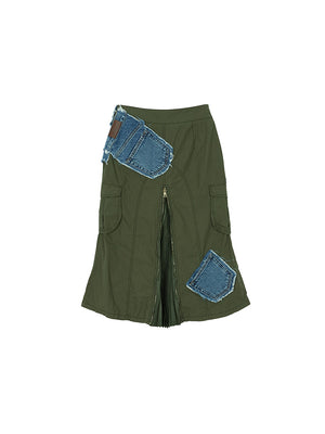 AB MILITARY DENIM PATCH SKIRTS