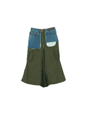 AB MILITARY DENIM PATCH SKIRTS